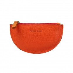 Porte monnaie demi rond plat Patrick Blanc cuir Orange / Noir PATRICK BLANC - 1