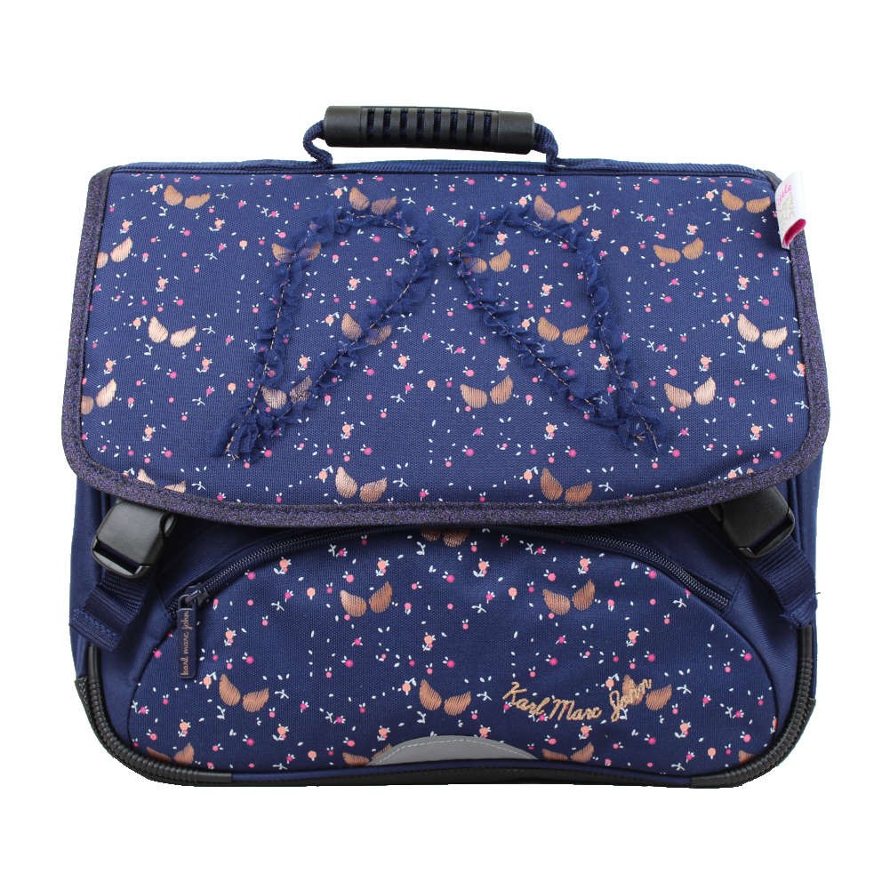 Cartable Little Karl Marc John Marine motif fleurs et ailes