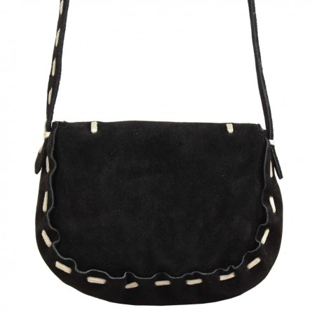 Petit sac bandouliere Les Tropeziennes Yosemite cuir daim noir