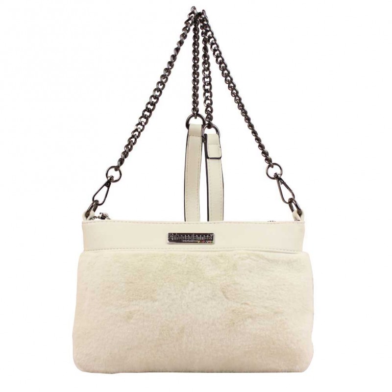 Sac pochette Les Tropéziennes Ballandaz effet fourrure beige LES TROPÉZIENNES  - 1