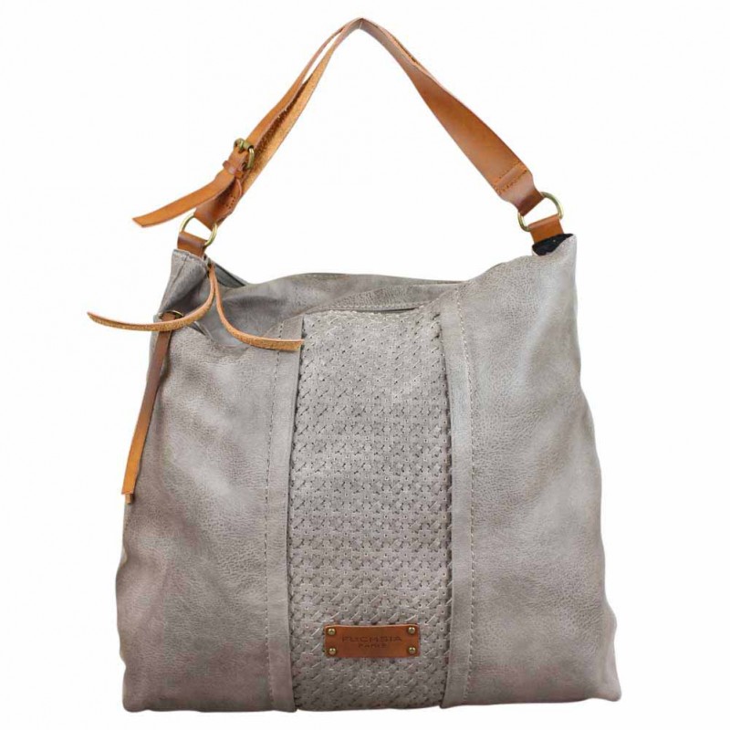 Sac seau hobo déco tressée Fuchsia - Gris FUCHSIA - 1 Sac seau hobo déco tressée Fuchsia - Gris FUCHSIA - 1