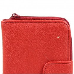 NEUF AVEC DÉFAUTS Porte monnaie à zip beige grainé - Rouge A DÉCOUVRIR ! - 2