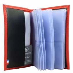Grand porte cartes en cuir / Fabrication Française - Rouge FRANDI - 2