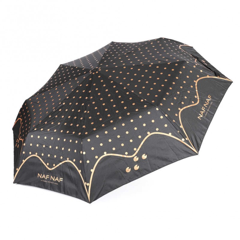 Parapluie pliant ouverture / fermeture Naf Naf - Noir Pois cuivré