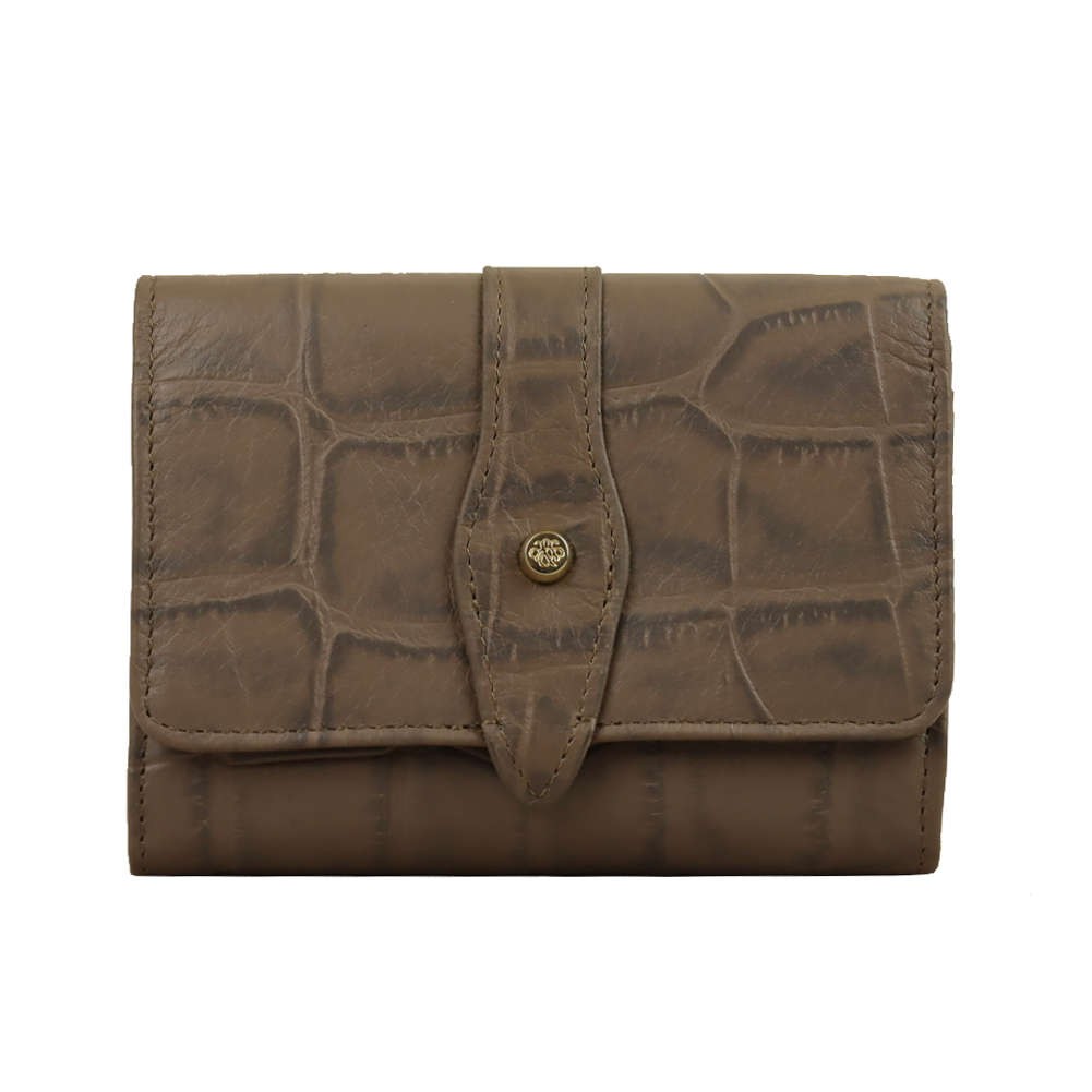 Porte monnaie M Arthur & Aston déco croco Cuir - Taupe