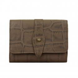 Porte monnaie M Arthur & Aston déco croco Cuir - Taupe