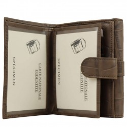 Porte monnaie M Arthur & Aston déco croco Cuir - Taupe - 04