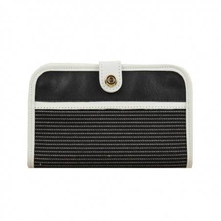 Porte cartes Texier 20081 - Toile / Cuir - Noir / Blanc