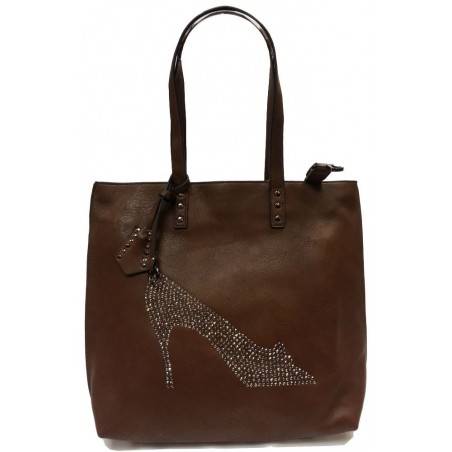 Sac à main cabas marron café strass chaussure Eternel - 1