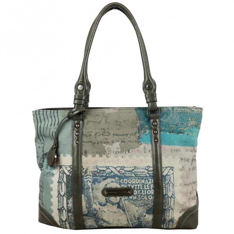 Sac cabas Patrick Blanc - Gris motif - Toile / verni 509041