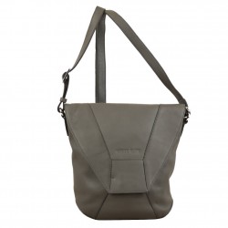 Sac à rabat Patrick Blanc - Cuir souple déco couture - Gris