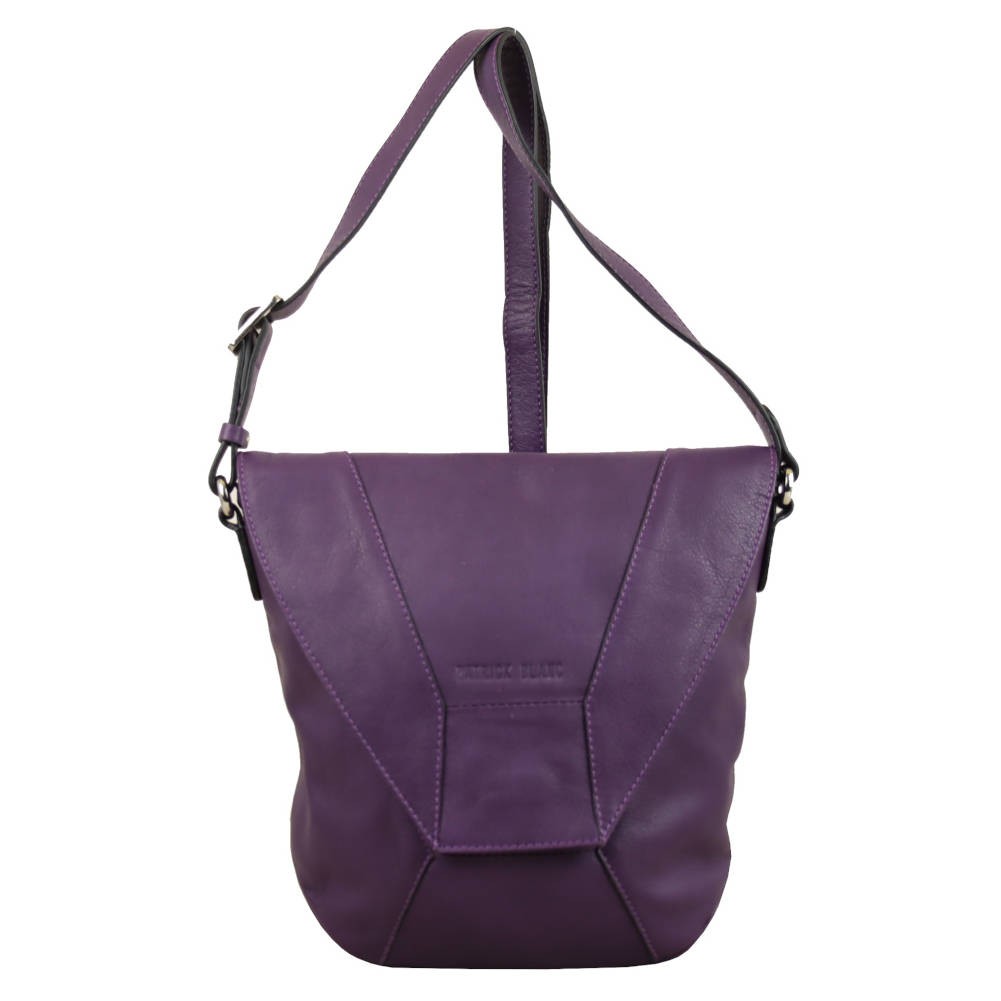 Sac à rabat Patrick Blanc - Cuir souple déco couture - Violet