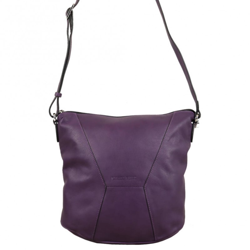 Sac seau Patrick Blanc - Cuir souple déco couture - Violet