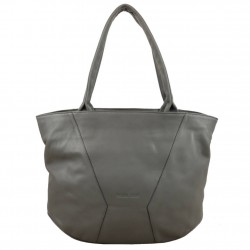 Sac cabas Patrick Blanc - Cuir souple déco couture - Gris