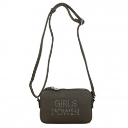 Petit sac Girls Power Star clouté et effet pailleté - Gris