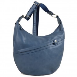 Sac bandoulière extra-plat cuir vieilli Duolynx - Bleu