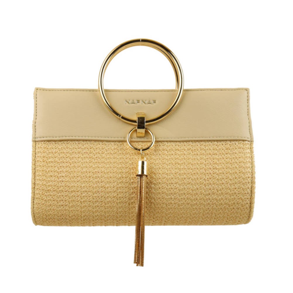 Sac pochette Naf Naf - Mirabilis - Beige effet paille