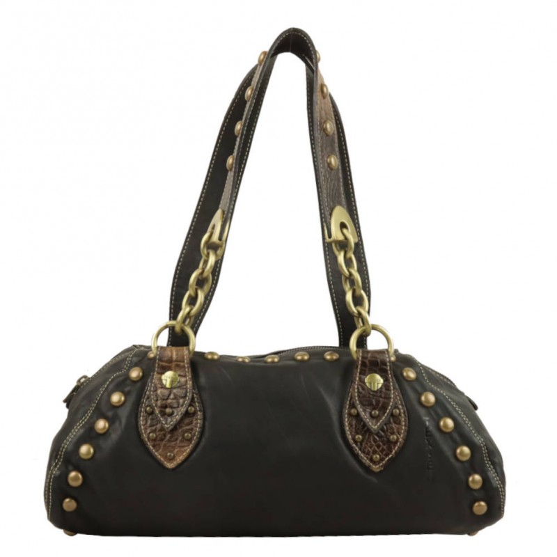 Sac Texier - Cuir déco rivets - Fabriqué en France 10205 - Noir