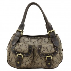 Sac a main Lancaster Toile cuir Marron motif logo