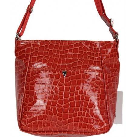 Petit sac bandoulière Lancaster effet croco verni 541-11 LANCASTER - 14