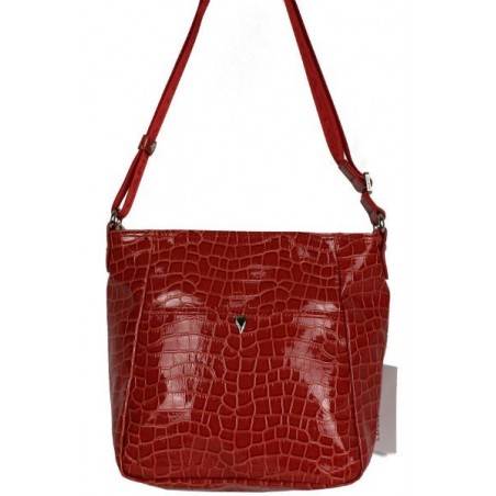 Petit sac bandoulière Lancaster effet croco verni 541-11 LANCASTER - 13