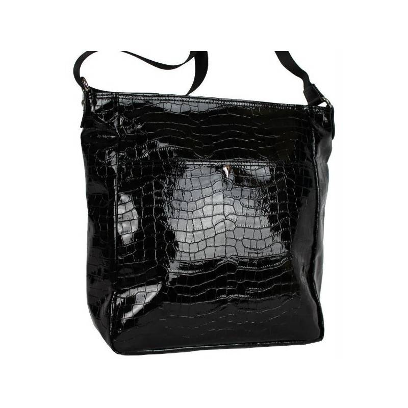 Grand sac bandoulière Lancaster style croco verni 541-16 LANCASTER - 13 Grand sac bandoulière Lancaster style croco verni 541-16 LANCASTER - 13