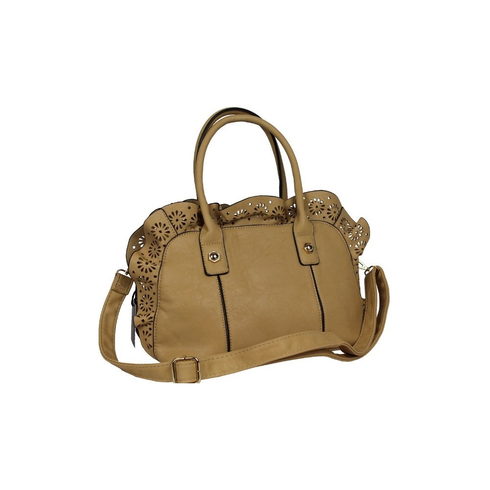 Sac à main beige naturel motif fleurs découpées Eternel - 1