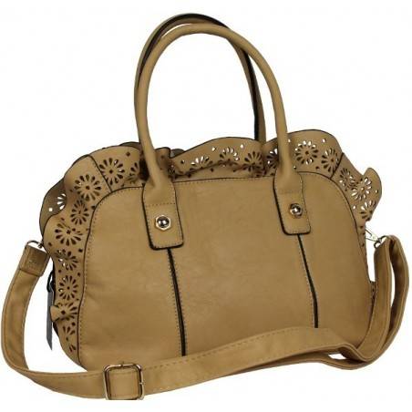 Sac à main beige naturel motif fleurs découpées Eternel - 1