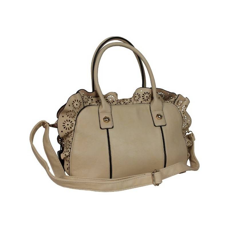 Sac à main beige clair fleurs découpées Eternel - 1