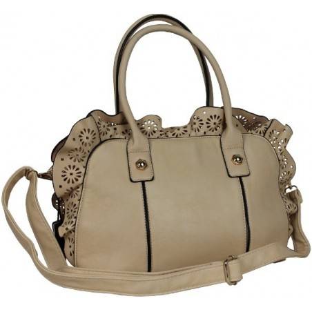 Sac à main beige clair fleurs découpées Eternel - 1