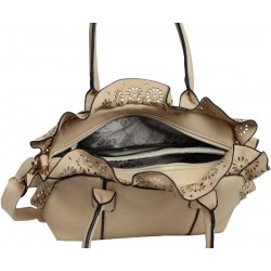 Sac à main beige clair fleurs découpées Eternel - 3