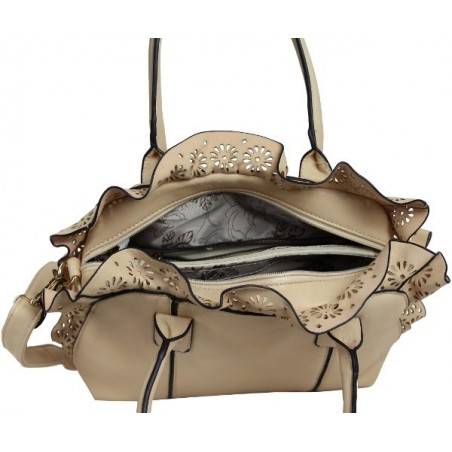 Sac à main beige clair fleurs découpées Eternel - 3