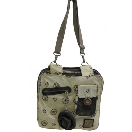 Sac porté épaule multiple poche de Coco Banjo kaki beige  - 6