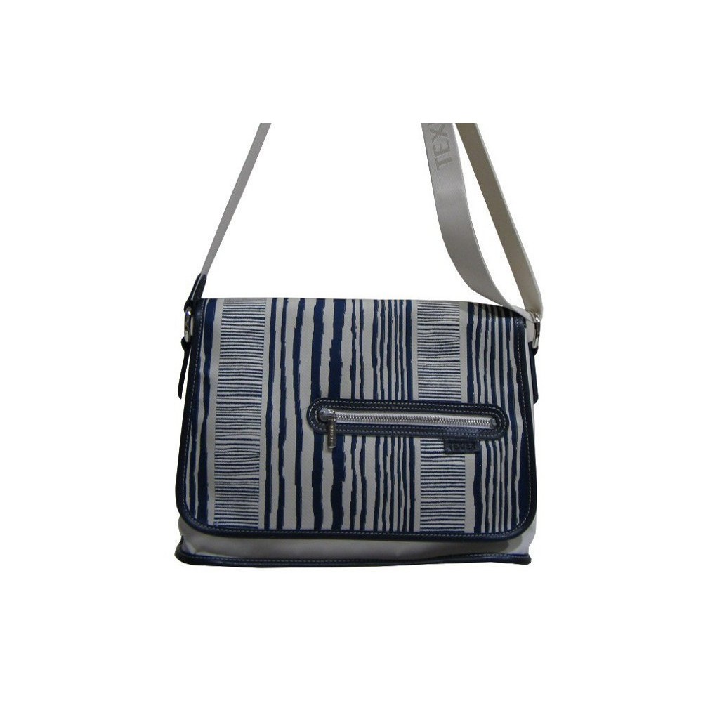 Sac porté bandoulière Texier bleu marine et blanc cassé TEXIER - 1