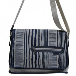 Sac porté bandoulière Texier bleu marine et blanc cassé TEXIER - 1