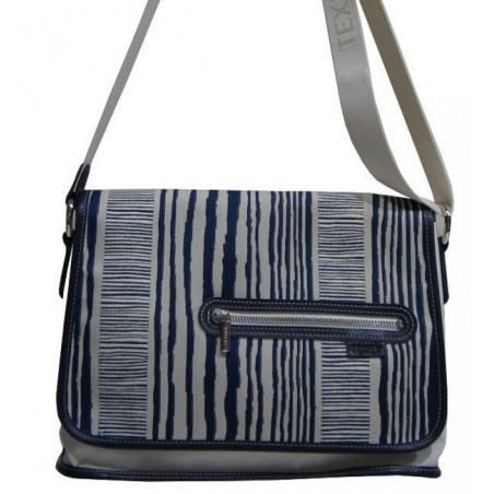 Sac porté bandoulière Texier bleu marine et blanc cassé TEXIER - 1